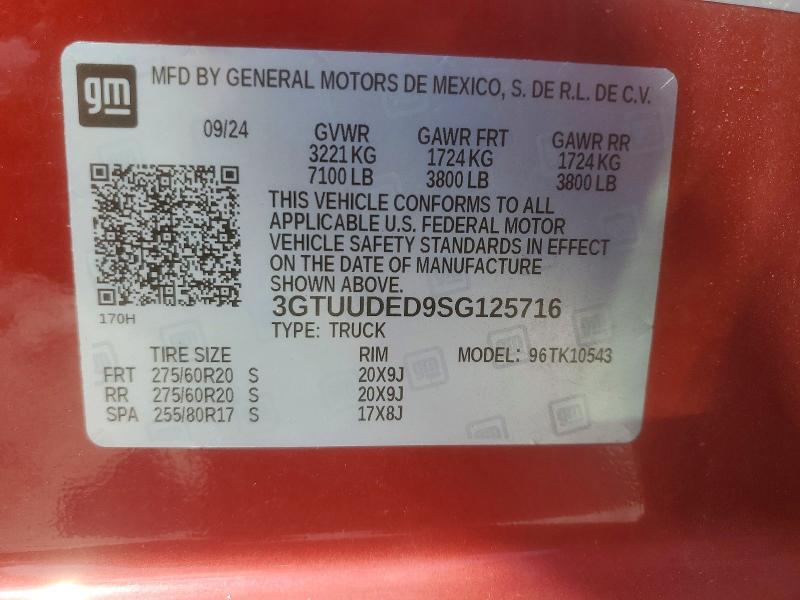 56835386 :رقم المزاد ، 3GTUUDED9SG125716 vin ، 2025 Gmc Sierra مزاد بيع