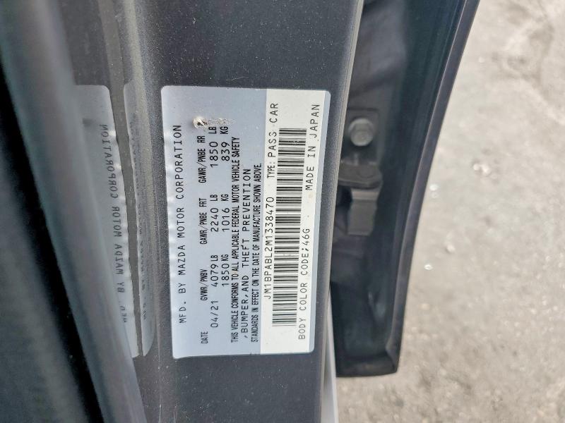 2021 Mazda 3 მანქანა იყიდება აუქციონზე, vin: JM1BPABL2M1338470, აუქციონის ნომერი: 56142676