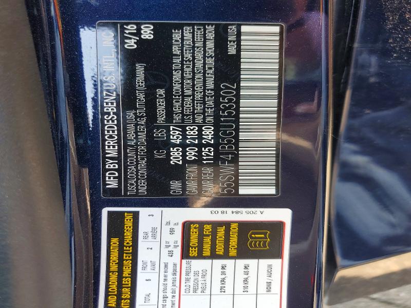 Продаж на аукціоні авто 2016 Mercedes-benz C, vin: 55SWF4JB5GU153502, номер лоту: 58601316