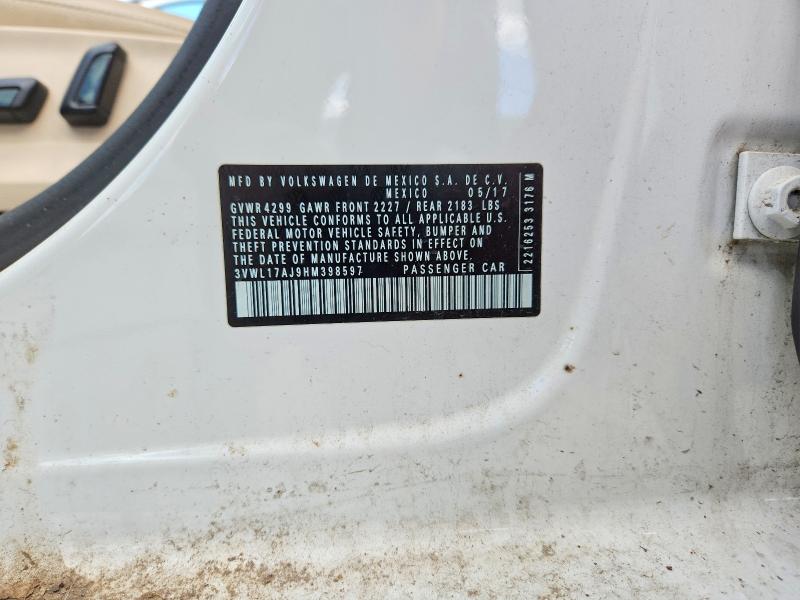 Aukcja sprzedaży 2017 Volkswagen Jetta, vin: 3VWL17AJ9HM398597, numer aukcji: 57434396