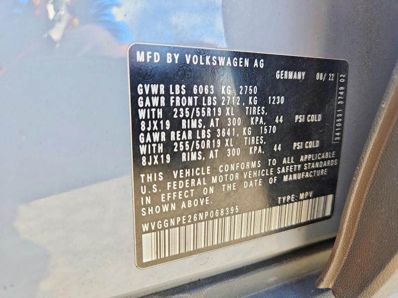 Aukcja sprzedaży 2022 Volkswagen Id.4, vin: WVGGNPE26NP068395, numer aukcji: 57149536