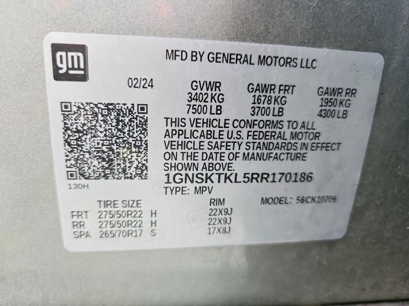 Продажа на аукционе авто 2024 Chevrolet Tahoe, vin: 1GNSKTKL5RR170186, номер лота: 55342046