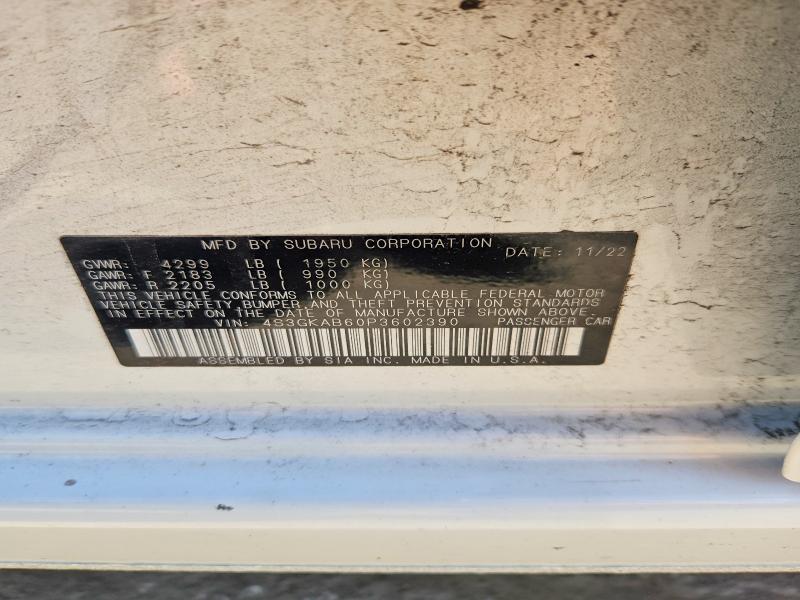 57266336 :رقم المزاد ، 4S3GKAB60P3602390 vin ، 2023 Subaru Impreza مزاد بيع