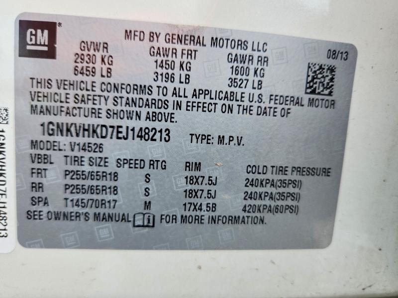56076676 :رقم المزاد ، 1GNKVHKD7EJ148213 vin ، 2014 Chevrolet Traverse مزاد بيع