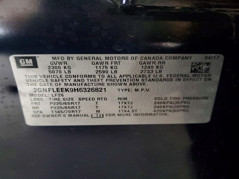 2017 Chevrolet Equinox მანქანა იყიდება აუქციონზე, vin: 2GNFLEEK9H6326821, აუქციონის ნომერი: 57586086
