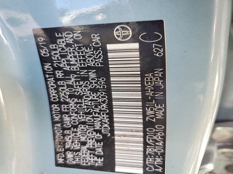 Продажа на аукционе авто 2019 Toyota Prius, vin: JTDKARFU9K3091596, номер лота: 55726406