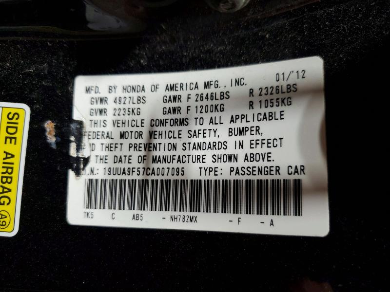 Aukcja sprzedaży 2012 Acura Tl, vin: 19UUA9F57CA007095, numer aukcji: 59156186