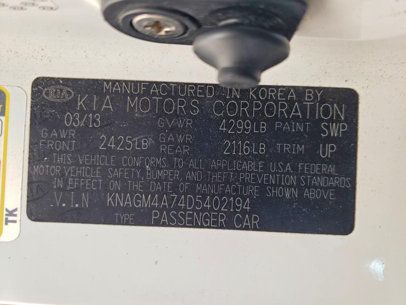 Продажа на аукционе авто 2013 Kia Optima, vin: KNAGM4A74D5402194, номер лота: 58331366