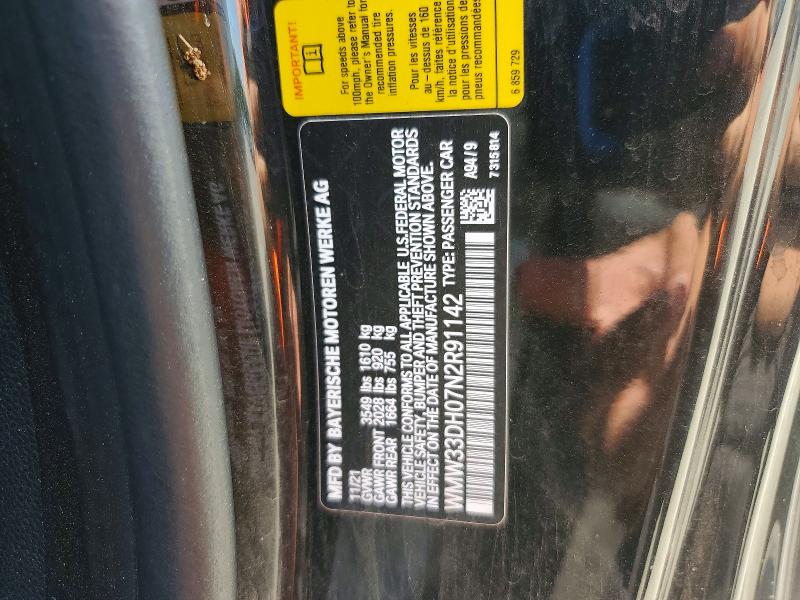 56257266 :رقم المزاد ، WMW33DH07N2R91142 vin ، 2022 Mini Cooper مزاد بيع