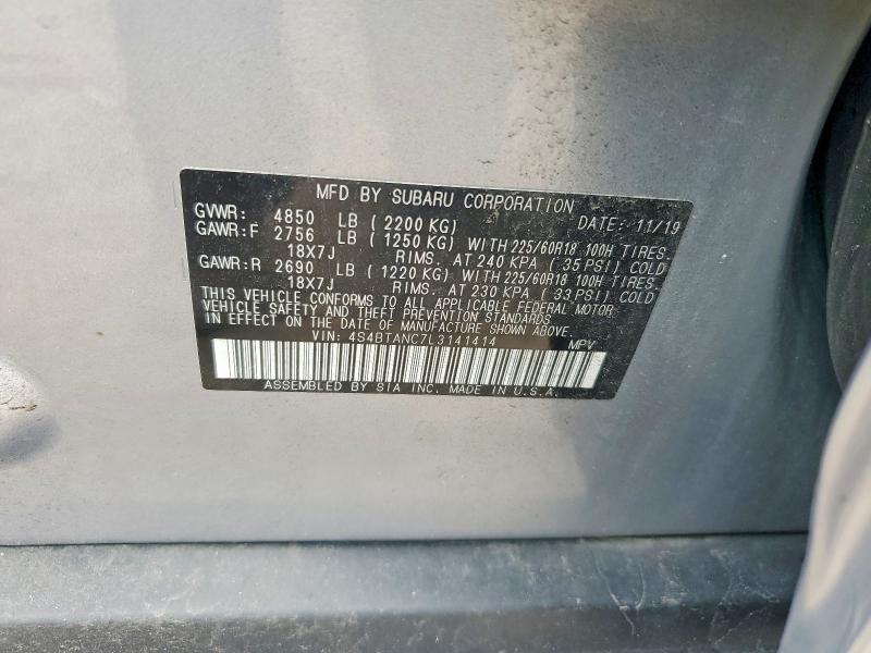 58480896 :رقم المزاد ، 4S4BTANC7L3141414 vin ، 2020 Subaru Outback مزاد بيع