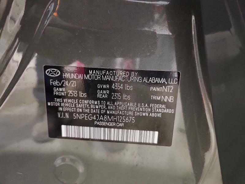 2021 Hyundai Sonata მანქანა იყიდება აუქციონზე, vin: 5NPEG4JA8MH125675, აუქციონის ნომერი: 56572006