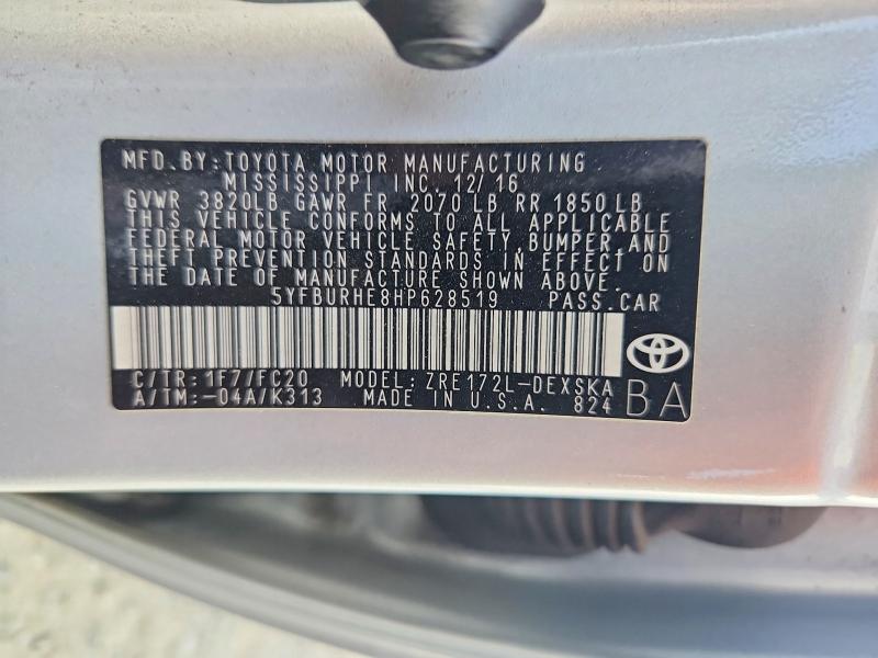 Продажа на аукционе авто 2017 Toyota Corolla, vin: 5YFBURHE8HP628519, номер лота: 57625186