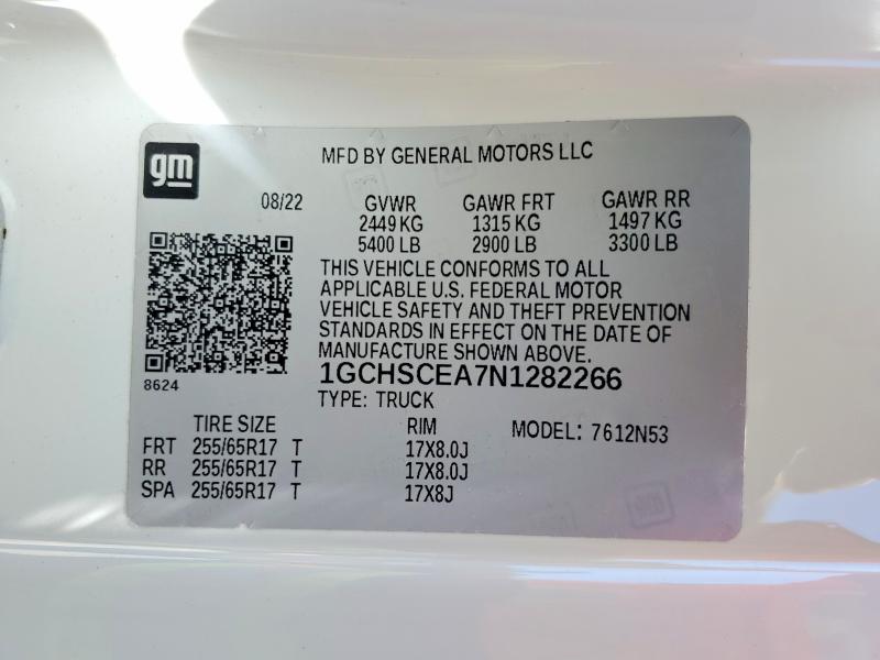 2022 Chevrolet Colorado მანქანა იყიდება აუქციონზე, vin: 1GCHSCEA7N1282266, აუქციონის ნომერი: 55948876