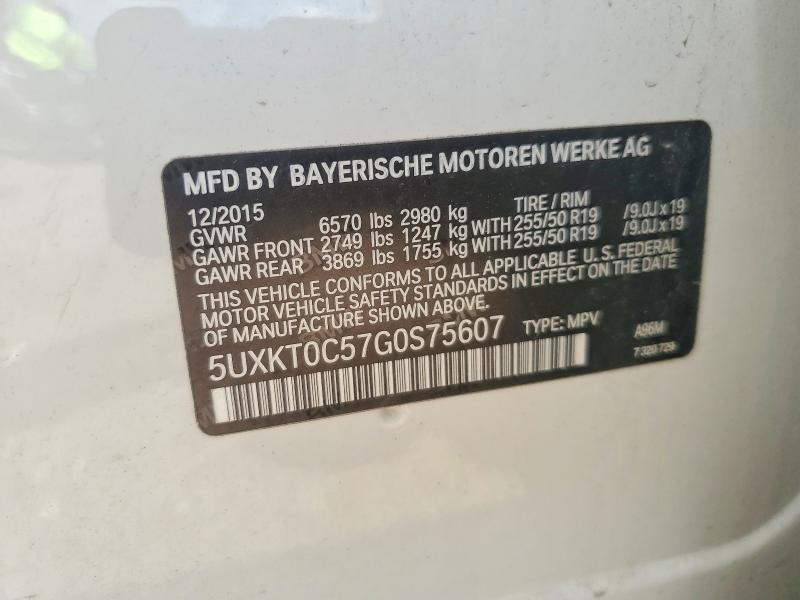 2016 Bmw X5 მანქანა იყიდება აუქციონზე, vin: 5UXKT0C57G0S75607, აუქციონის ნომერი: 57131126