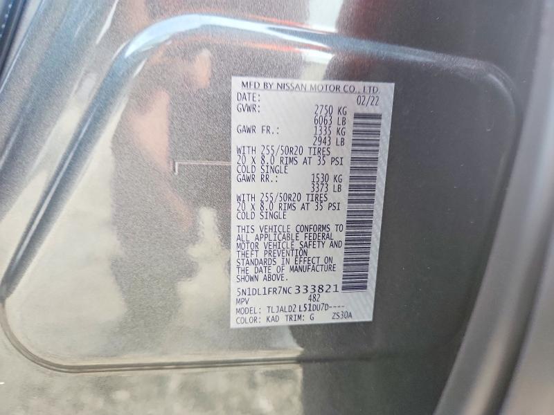 Продаж на аукціоні авто 2022 Infiniti Qx60, vin: 5N1DL1FR7NC333821, номер лоту: 57535186