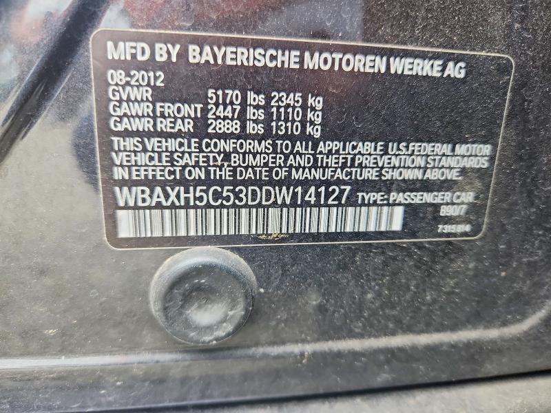 2013 Bmw 528 მანქანა იყიდება აუქციონზე, vin: WBAXH5C53DDW14127, აუქციონის ნომერი: 56241886