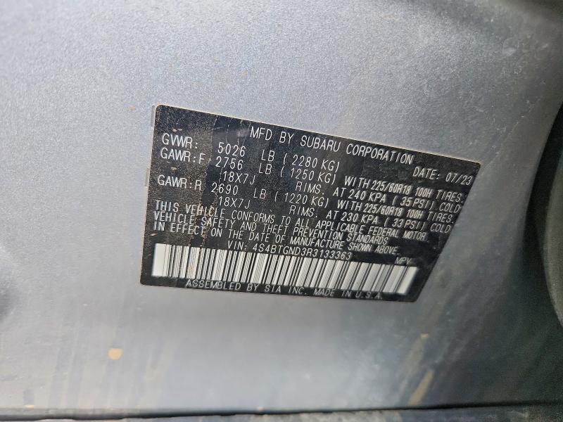 Aukcja sprzedaży 2024 Subaru Outback, vin: 4S4BTGND3R3133363, numer aukcji: 59021196