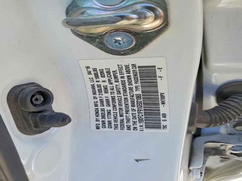 2016 Honda Civic მანქანა იყიდება აუქციონზე, vin: 19XFC1F91GE021065, აუქციონის ნომერი: 56307946