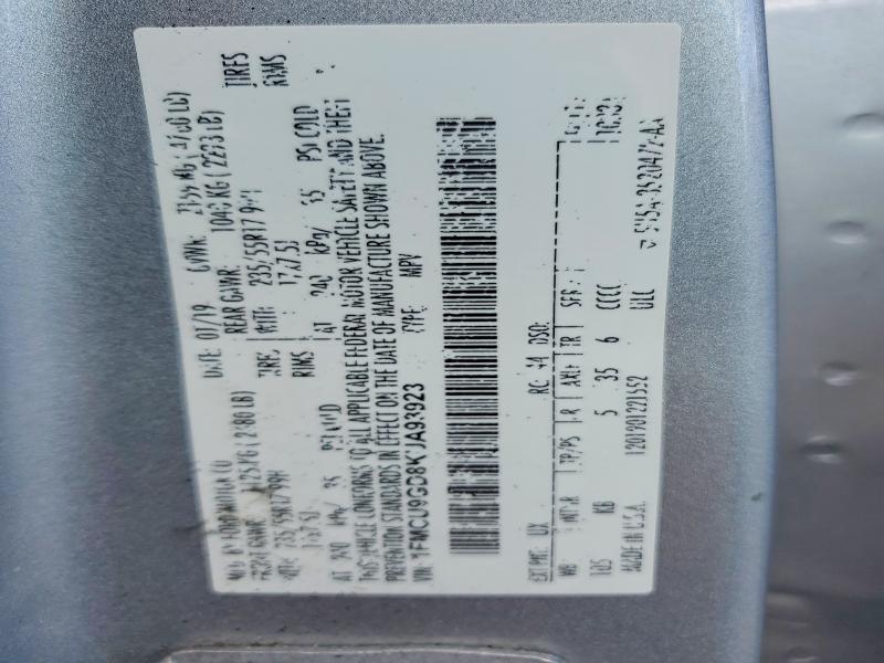 Продажа на аукционе авто 2019 Ford Escape, vin: 1FMCU9GD8KUA93923, номер лота: 58702726