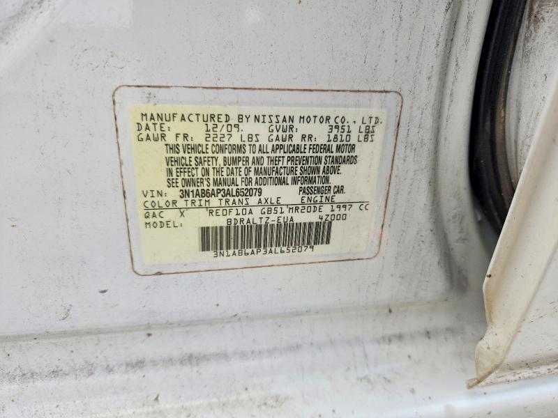 Aukcja sprzedaży 2010 Nissan Sentra, vin: 3N1AB6AP3AL652079, numer aukcji: 56842166