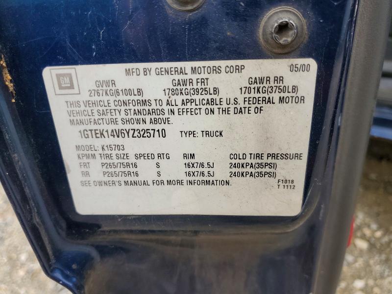 Продажа на аукционе авто 2000 Gmc New Sierra, vin: 1GTEK14V6YZ325710, номер лота: 57723686