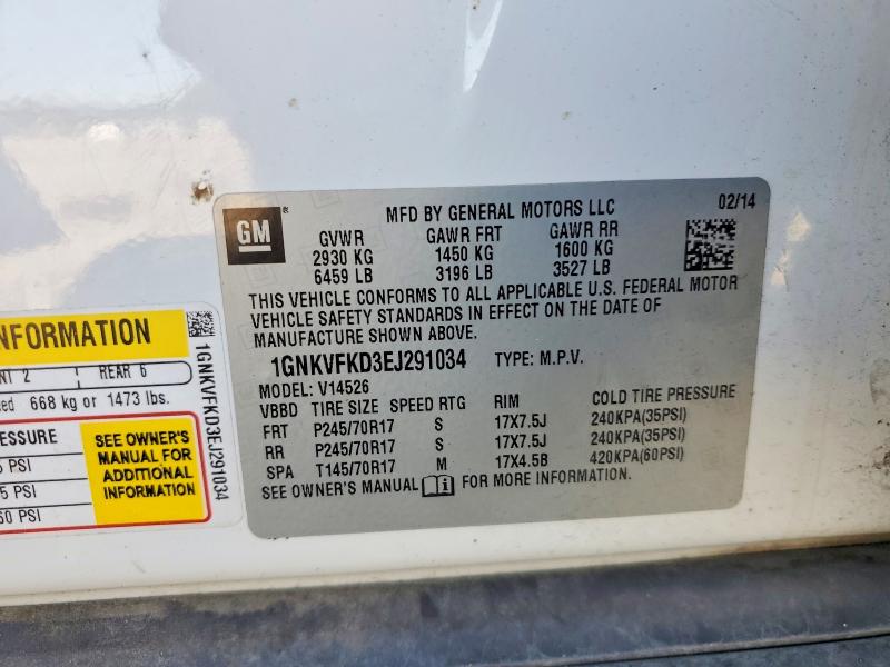 Продажа на аукционе авто 2014 Chevrolet Traverse, vin: 1GNKVFKD3EJ291034, номер лота: 55804546