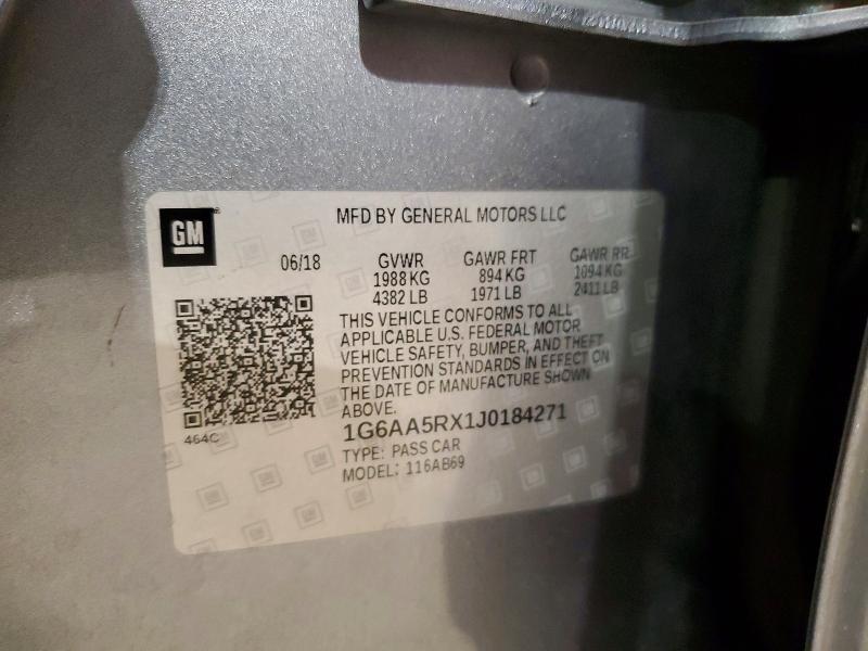 56897936 :رقم المزاد ، 1G6AA5RX1J0184271 vin ، 2018 Cadillac Ats مزاد بيع