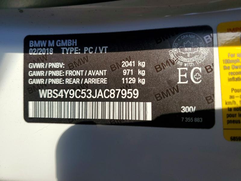 Aukcja sprzedaży 2018 Bmw M4, vin: WBS4Y9C53JAC87959, numer aukcji: 59061376