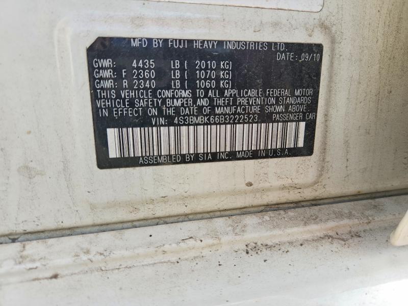 56934046 :رقم المزاد ، 4S3BMBK66B3222523 vin ، 2011 Subaru Legacy مزاد بيع