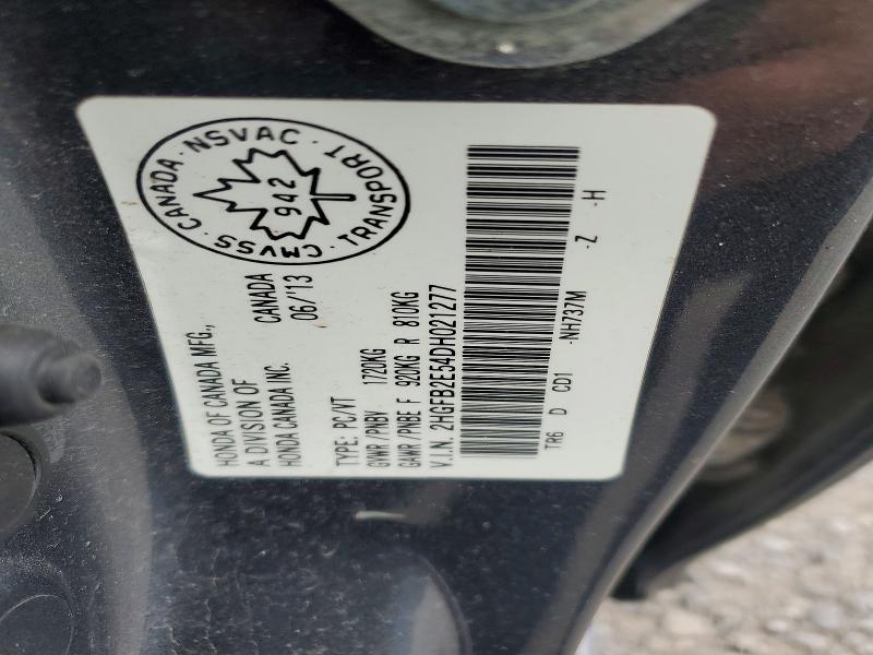 58485916 :رقم المزاد ، 2HGFB2E54DH021277 vin ، 2013 Honda Civic مزاد بيع
