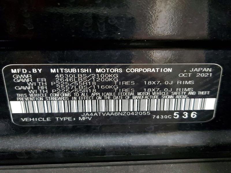 Aukcja sprzedaży 2022 Mitsubishi Eclipse Cross, vin: JA4ATVAA6NZ042055, numer aukcji: 56142616