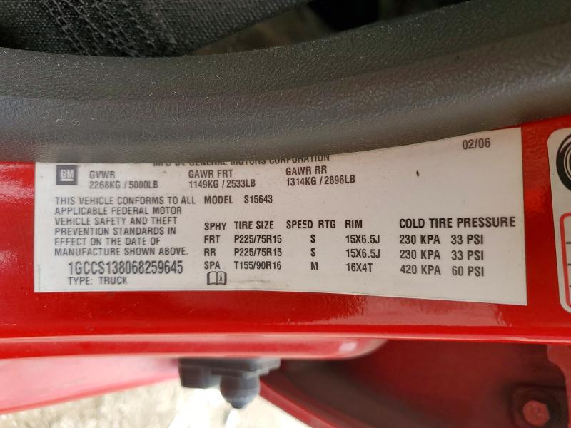 55705296 :رقم المزاد ، 1GCCS138068259645 vin ، 2006 Chevrolet Colorado مزاد بيع