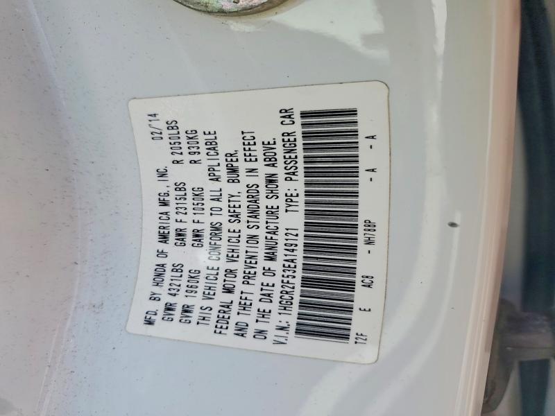 Auction sale of the 2014 Honda Accord, vin: 1HGCR2F53EA149121, lot number: 57179236