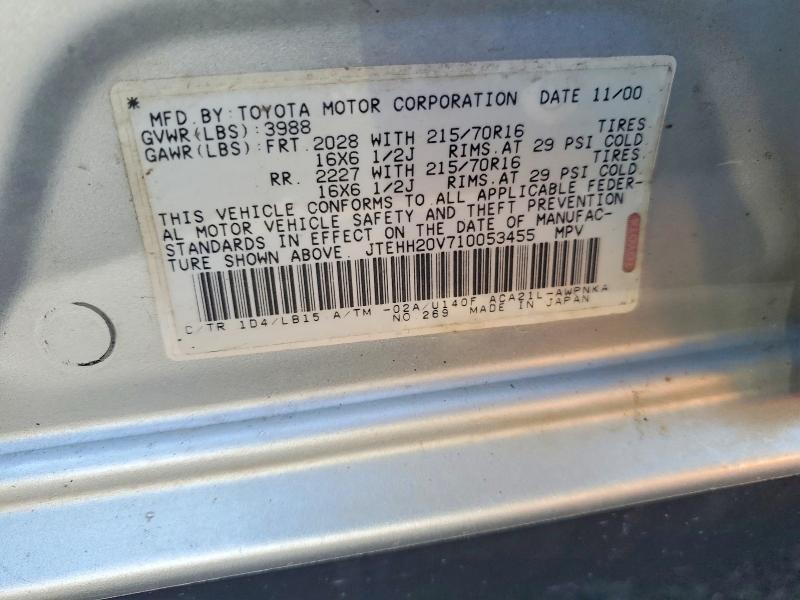 58043626 :رقم المزاد ، JTEHH20V710053455 vin ، 2001 Toyota Rav4 مزاد بيع