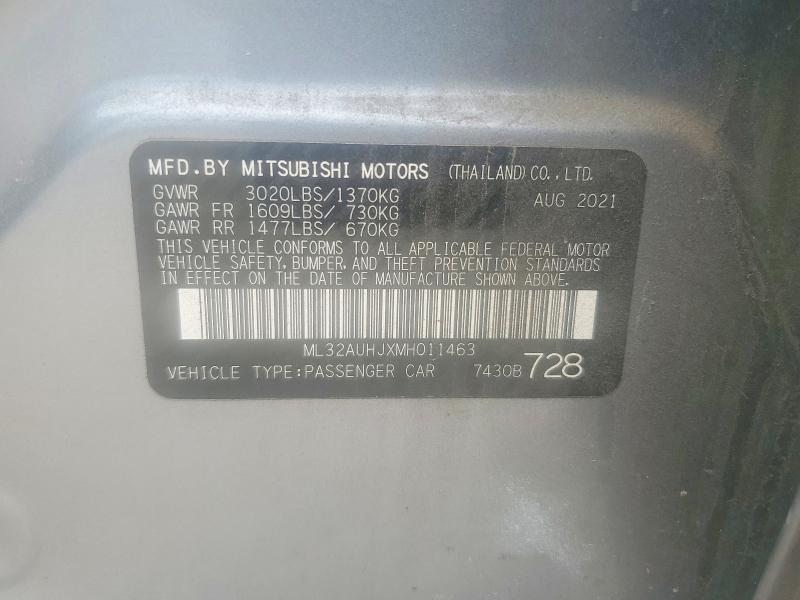 57394516 :رقم المزاد ، ML32AUHJXMH011463 vin ، 2021 Mitsubishi Mirage مزاد بيع