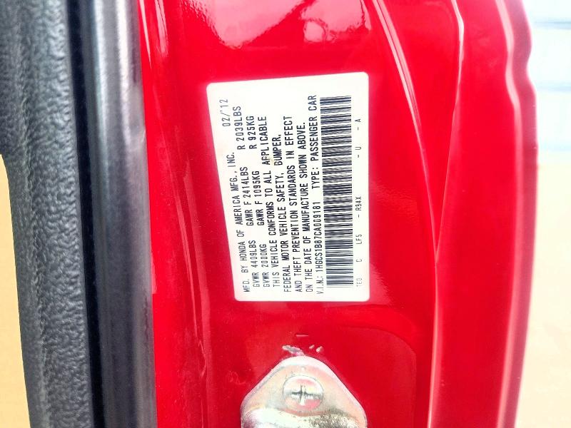 59096756 :رقم المزاد ، 1HGCS1B87CA009181 vin ، 2012 Honda Accord مزاد بيع