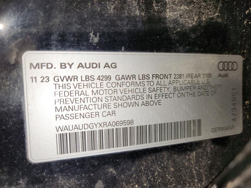 57973756 :رقم المزاد ، WAUAUDGYXRA069598 vin ، 2024 Audi A3 مزاد بيع
