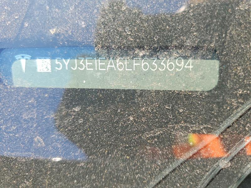 Продажа на аукционе авто 2020 Tesla Model 3, vin: 5YJ3E1EA6LF633694, номер лота: 58408146