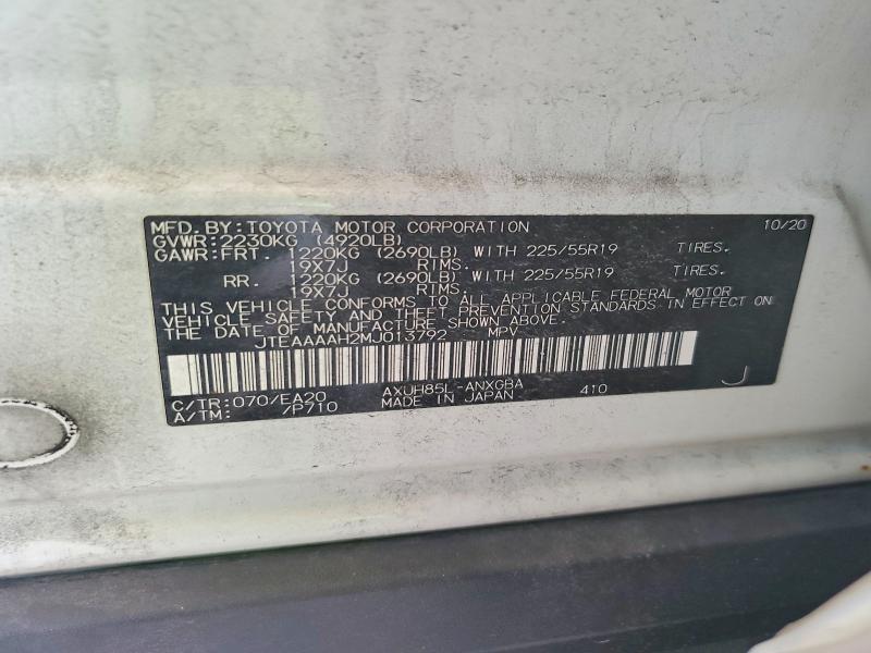 Aukcja sprzedaży 2021 Toyota Venza, vin: JTEAAAAH2MJ013792, numer aukcji: 56834526