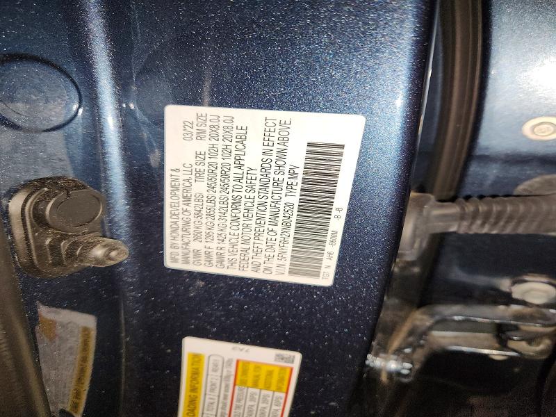 Aukcja sprzedaży 2022 Honda Pilot, vin: 5FNYF6H2XNB042520, numer aukcji: 56616736