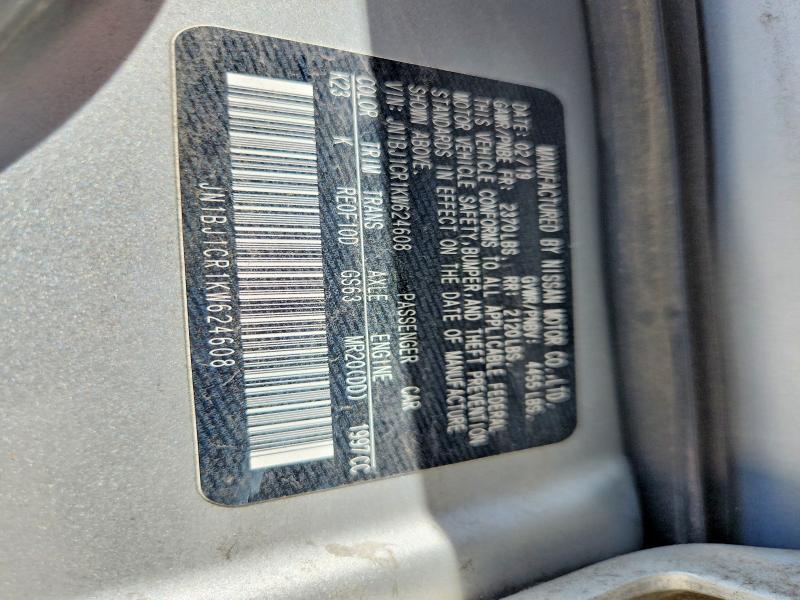 57394366 :رقم المزاد ، JN1BJ1CR1KW624608 vin ، 2019 Nissan Rogue Sport مزاد بيع
