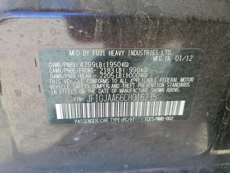 Aukcja sprzedaży 2012 Subaru Impreza, vin: JF1GJAA66CH016235, numer aukcji: 56833256