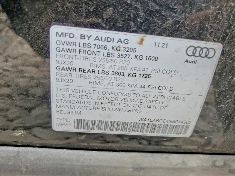 56513026 :رقم المزاد ، WA1LABGE4NB014562 vin ، 2022 Audi E-tron مزاد بيع
