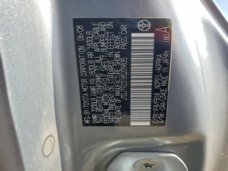 2008 Toyota Yaris მანქანა იყიდება აუქციონზე, vin: JTDJT923185209835, აუქციონის ნომერი: 85631125