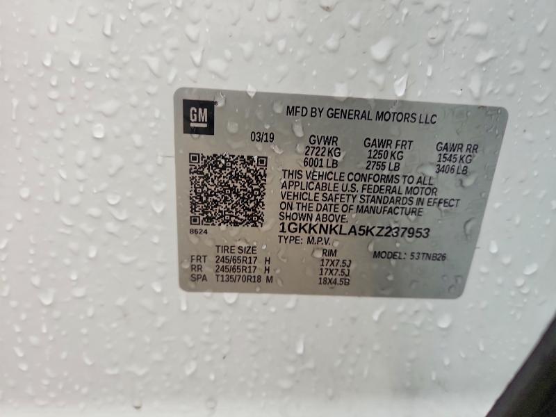 Продажа на аукционе авто 2019 Gmc Acadia, vin: 1GKKNKLA5KZ237953, номер лота: 57162366