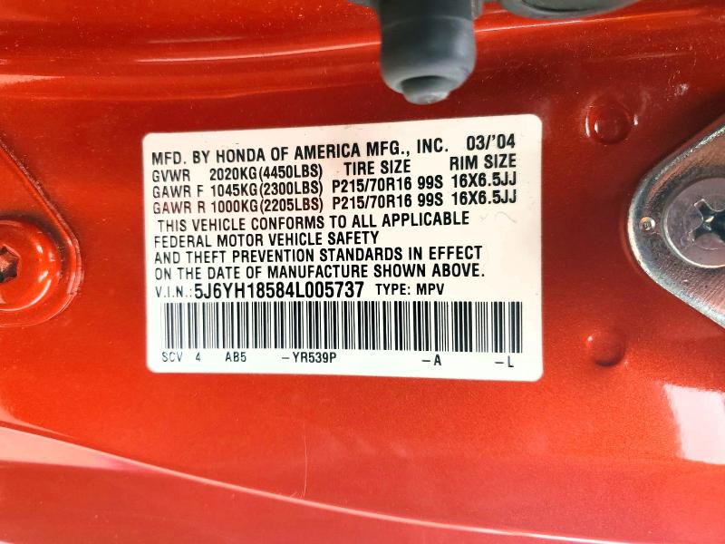 Продаж на аукціоні авто 2004 Honda Element, vin: 5J6YH18584L005737, номер лоту: 52852666