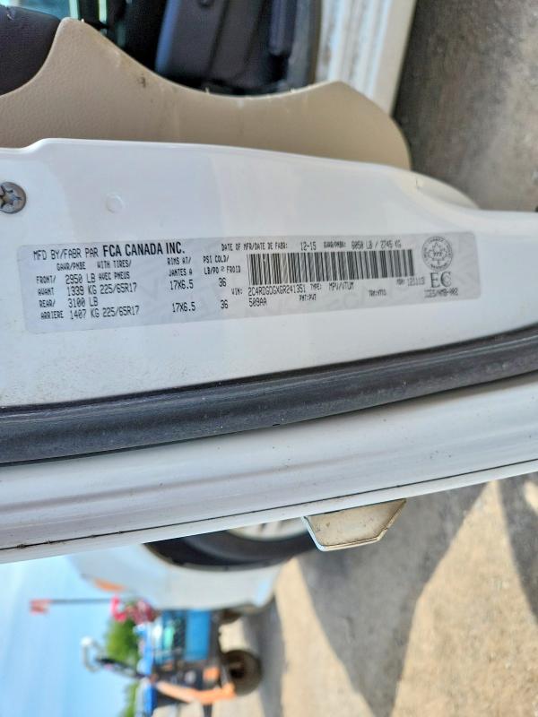 59061796 :رقم المزاد ، 2C4RDGDGXGR241351 vin ، 2016 Dodge Grand Caravan مزاد بيع