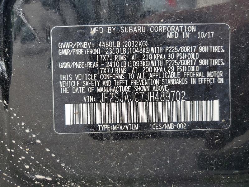 58023396 :رقم المزاد ، JF2SJAJC7JH489702 vin ، 2018 Subaru Forester مزاد بيع