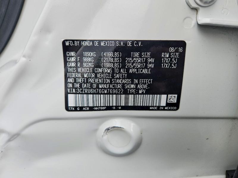 Aukcja sprzedaży 2016 Honda Hr-v, vin: 3CZRU6H76GM769622, numer aukcji: 59356246