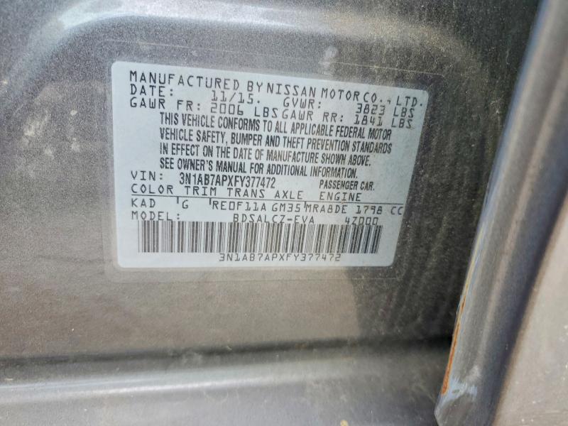Продаж на аукціоні авто 2015 Nissan Sentra, vin: 3N1AB7APXFY377472, номер лоту: 73341065